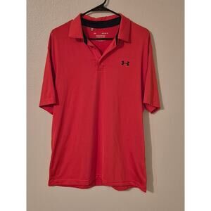 Under Armour The Playoff Polo Shirt Men's Large Coral Red Short Sleeve Golf